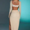 La Desirade Embellished Cowl Neck Crop Top i sand La Desirade Embellished Cowl Neck Crop Top i sand