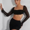 La Desirade Embellished Cowl Neck Crop Top i svart La Desirade Embellished Cowl Neck Crop Top i svart