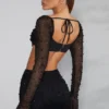 La Desirade Embellished Cowl Neck Crop Top i svart La Desirade Embellished Cowl Neck Crop Top i svart