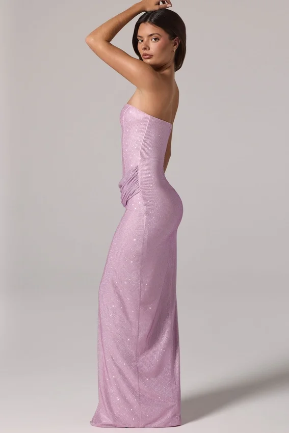 La Rochette Maxiklänning med bandeau och cowl-midja i rosa La Rochette Maxiklänning med bandeau och cowl-midja i rosa