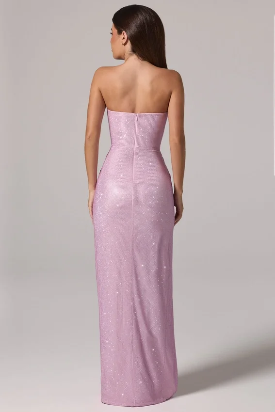 La Rochette Maxiklänning med bandeau och cowl-midja i rosa La Rochette Maxiklänning med bandeau och cowl-midja i rosa