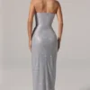 La Rochette Maxiklänning med bandeau-top och kåpa i midjan, silver La Rochette Maxiklänning med bandeau-top och kåpa i midjan, silver