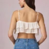 Lacie kort camisole-top med volanger i elfenben Lacie kort camisole-top med volanger i elfenben