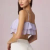 Lacie kort camisole-top med volanger i lila Lacie kort camisole-top med volanger i lila