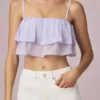 Lacie kort camisole-top med volanger i lila Lacie kort camisole-top med volanger i lila