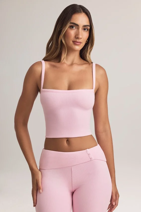 Lai Modal camisole-top med fyrkantig halsringning i pastellrosa Lai Modal camisole-top med fyrkantig halsringning i pastellrosa
