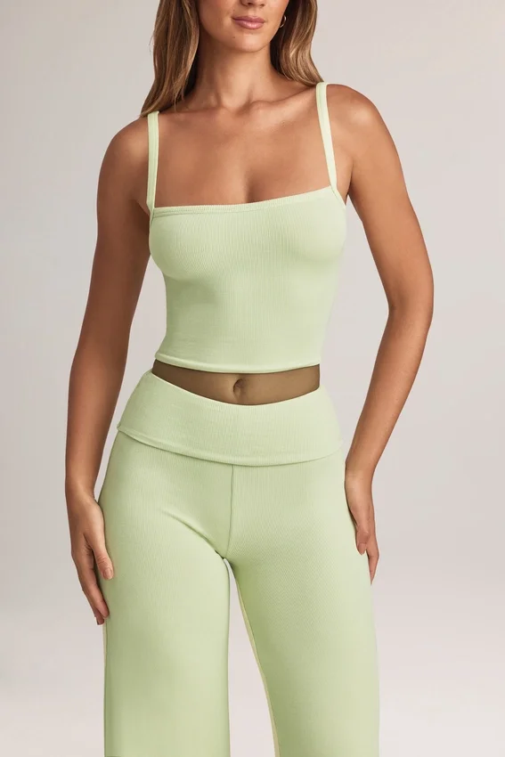 Lai Modal camisole-top med rund hals i salviagrön Lai Modal camisole-top med rund hals i salviagrön