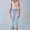 Landon Capri-jeans i ljus denim med medelhög midja Landon Capri-jeans i ljus denim med medelhög midja