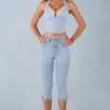 Landon Capri-jeans i ljus denim med medelhög midja Landon Capri-jeans i ljus denim med medelhög midja