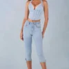 Landon Capri-jeans i ljus denim med medelhög midja Landon Capri-jeans i ljus denim med medelhög midja