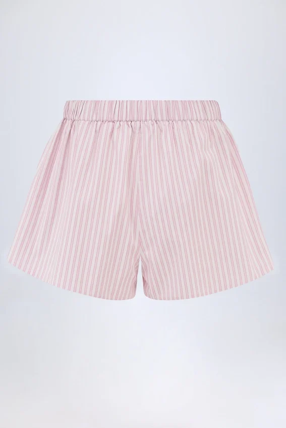 Lariana mid-rise cotton poplin shorts with pink stripes Lariana mid-rise cotton poplin shorts with pink stripes