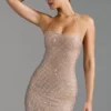 Lasma Embellished Halterneck A-Line Miniklänning i Almond Lasma Embellished Halterneck A-Line Miniklänning i Almond