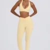 Leggings i borstad jersey med rynkad midja i färgen Lemon Marl Leggings i borstad jersey med rynkad midja i färgen Lemon Marl