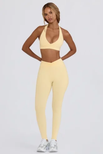 Leggings i borstad jersey med rynkad midja i färgen Lemon Marl Leggings i borstad jersey med rynkad midja i färgen Lemon Marl