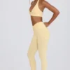 Leggings i borstad jersey med rynkad midja i färgen Lemon Marl Leggings i borstad jersey med rynkad midja i färgen Lemon Marl