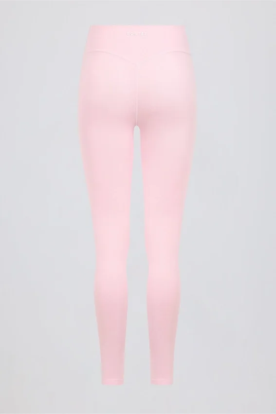 Leggings i borstad jersey med rynkad midja i ljusrosa melerad Leggings i borstad jersey med rynkad midja i ljusrosa melerad