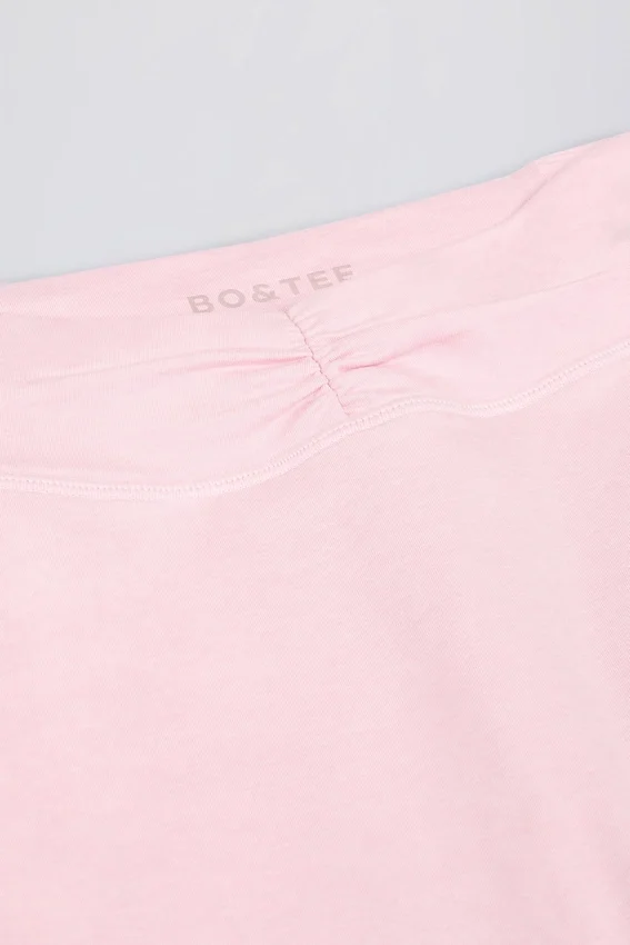 Leggings i borstad jersey med rynkad midja i ljusrosa melerad Leggings i borstad jersey med rynkad midja i ljusrosa melerad
