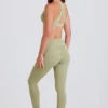 Leggings med vikbar midja och hällor i Matcha Leggings med vikbar midja och hällor i Matcha