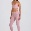 Leggings med vikbar midja och hällor i mauve Leggings med vikbar midja och hällor i mauve