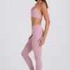 Leggings med vikbar midja och hällor i mauve Leggings med vikbar midja och hällor i mauve