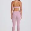 Leggings med vikbar midja och hällor i mauve Leggings med vikbar midja och hällor i mauve