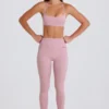 Leggings med vikbar midja och hällor i mauve Leggings med vikbar midja och hällor i mauve
