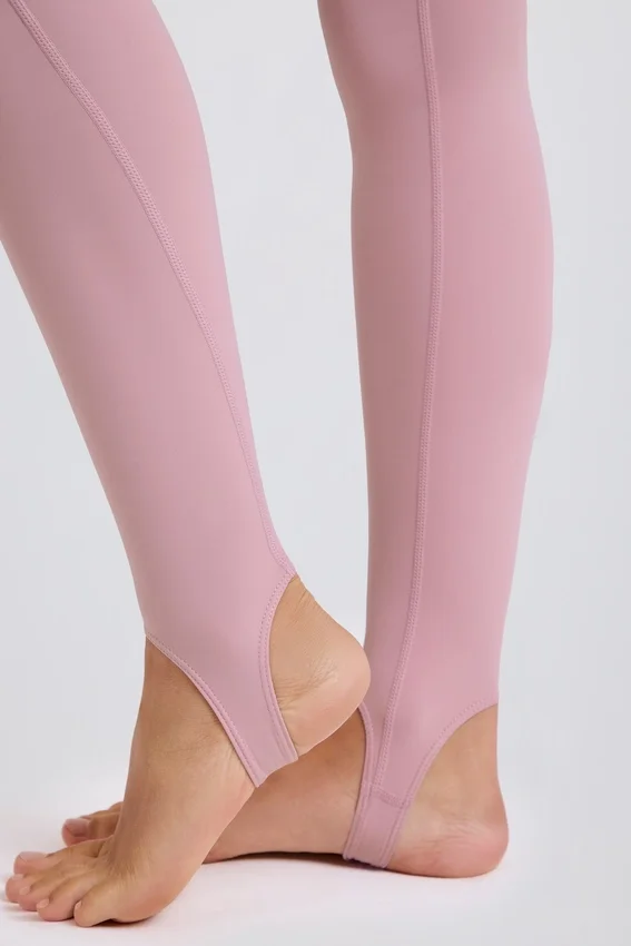 Leggings med vikbar midja och hällor i mauve Leggings med vikbar midja och hällor i mauve