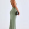 Leire Modal Plunge Backless Maxi Klänning i salviagrön Leire Modal Plunge Backless Maxi Klänning i salviagrön