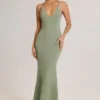 Leire Modal Plunge Backless Maxi Klänning i salviagrön Leire Modal Plunge Backless Maxi Klänning i salviagrön