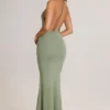 Leire Modal Plunge Backless Maxi Klänning i salviagrön Leire Modal Plunge Backless Maxi Klänning i salviagrön