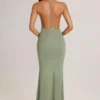 Leire Modal Plunge Backless Maxi Klänning i salviagrön Leire Modal Plunge Backless Maxi Klänning i salviagrön