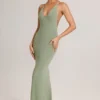 Leire Modal Plunge Backless Maxi Klänning i salviagrön Leire Modal Plunge Backless Maxi Klänning i salviagrön