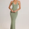 Leire Modal Plunge Backless Maxi Klänning i salviagrön Leire Modal Plunge Backless Maxi Klänning i salviagrön