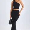 Lena Modal Twist-Front Maxikjol i svart Lena Modal Twist-Front Maxikjol i svart
