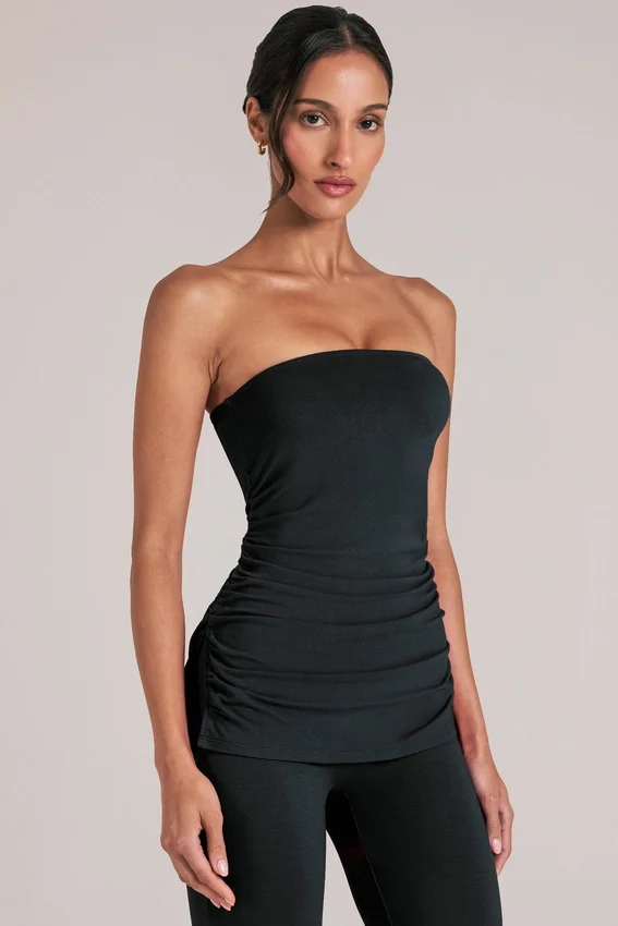Leni Bandeau Longline Top i svart Leni Bandeau Longline Top i svart