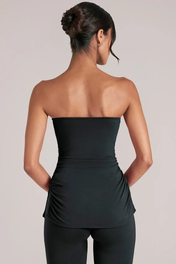 Leni Bandeau Longline Top i svart Leni Bandeau Longline Top i svart