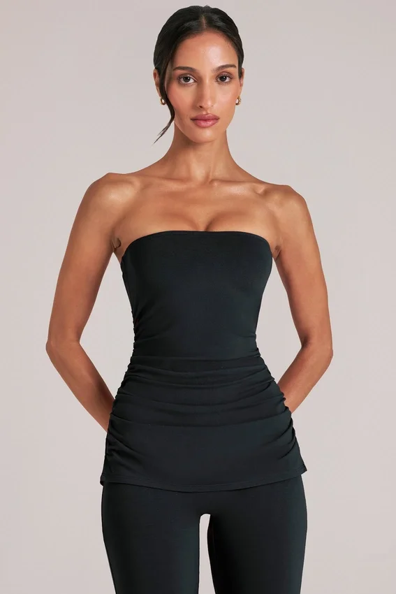 Leni Bandeau Longline Top i svart Leni Bandeau Longline Top i svart