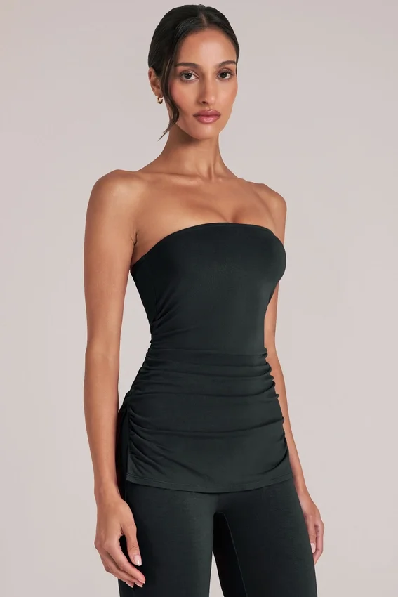 Leni Bandeau Longline Top i svart Leni Bandeau Longline Top i svart