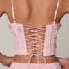 Letitia Embellished Lace-Up Corset Top i mjukrosa Letitia Embellished Lace-Up Corset Top i mjukrosa