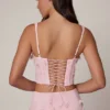 Letitia Embellished Lace-Up Corset Top i mjukrosa Letitia Embellished Lace-Up Corset Top i mjukrosa