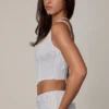 Letitia Embellished Lace-Up Corset Top i vitt Letitia Embellished Lace-Up Corset Top i vitt