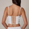 Letitia Embellished Lace-Up Corset Top i vitt Letitia Embellished Lace-Up Corset Top i vitt