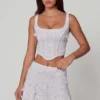 Letitia Embellished Lace-Up Corset Top i vitt Letitia Embellished Lace-Up Corset Top i vitt