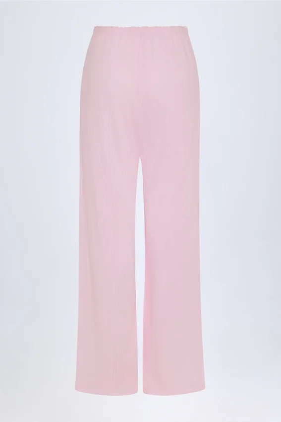 Libby Pointelle Mid-Rise Straight-Leg Trousers i Baby Pink Libby Pointelle Mid-Rise Straight-Leg Trousers i Baby Pink