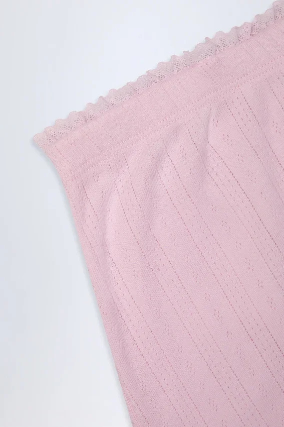 Libby Pointelle Mid-Rise Straight-Leg Trousers i Baby Pink Libby Pointelle Mid-Rise Straight-Leg Trousers i Baby Pink