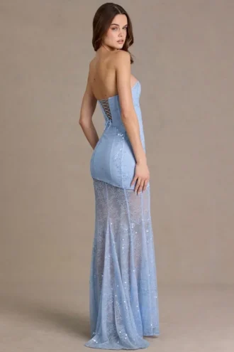 Liliane Premium Embellished Lace Corset Gown i himmelsblått