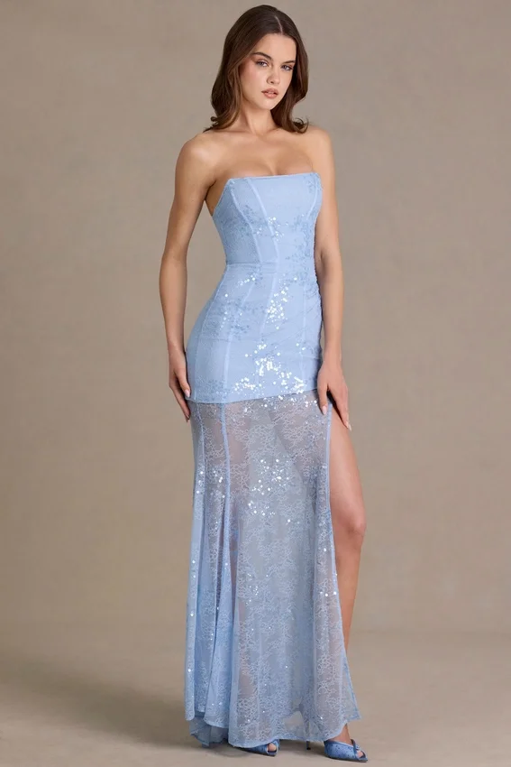 Liliane Premium Embellished Lace Corset Gown i himmelsblått Liliane Premium Embellished Lace Corset Gown i himmelsblått