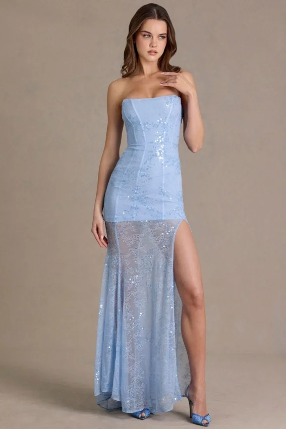 Liliane Premium Embellished Lace Corset Gown i himmelsblått Liliane Premium Embellished Lace Corset Gown i himmelsblått