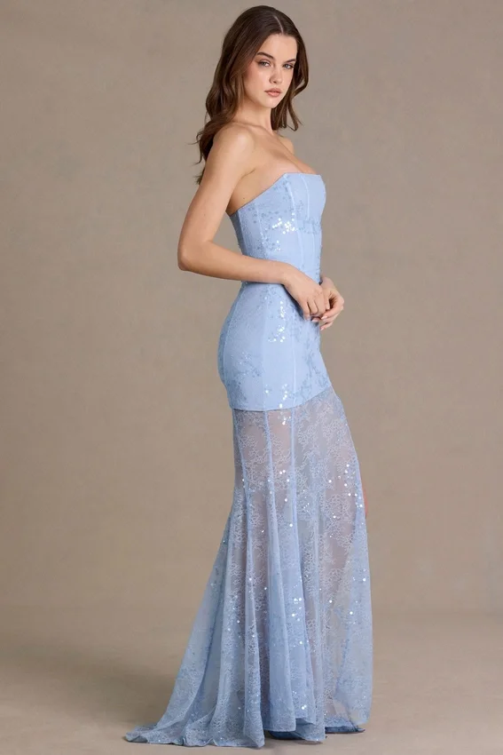 Liliane Premium Embellished Lace Corset Gown i himmelsblått Liliane Premium Embellished Lace Corset Gown i himmelsblått