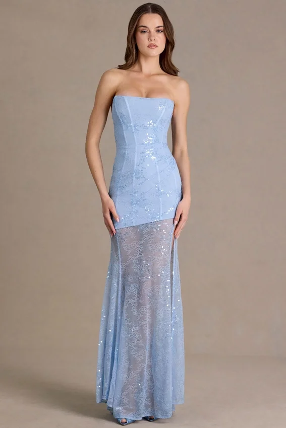 Liliane Premium Embellished Lace Corset Gown i himmelsblått Liliane Premium Embellished Lace Corset Gown i himmelsblått